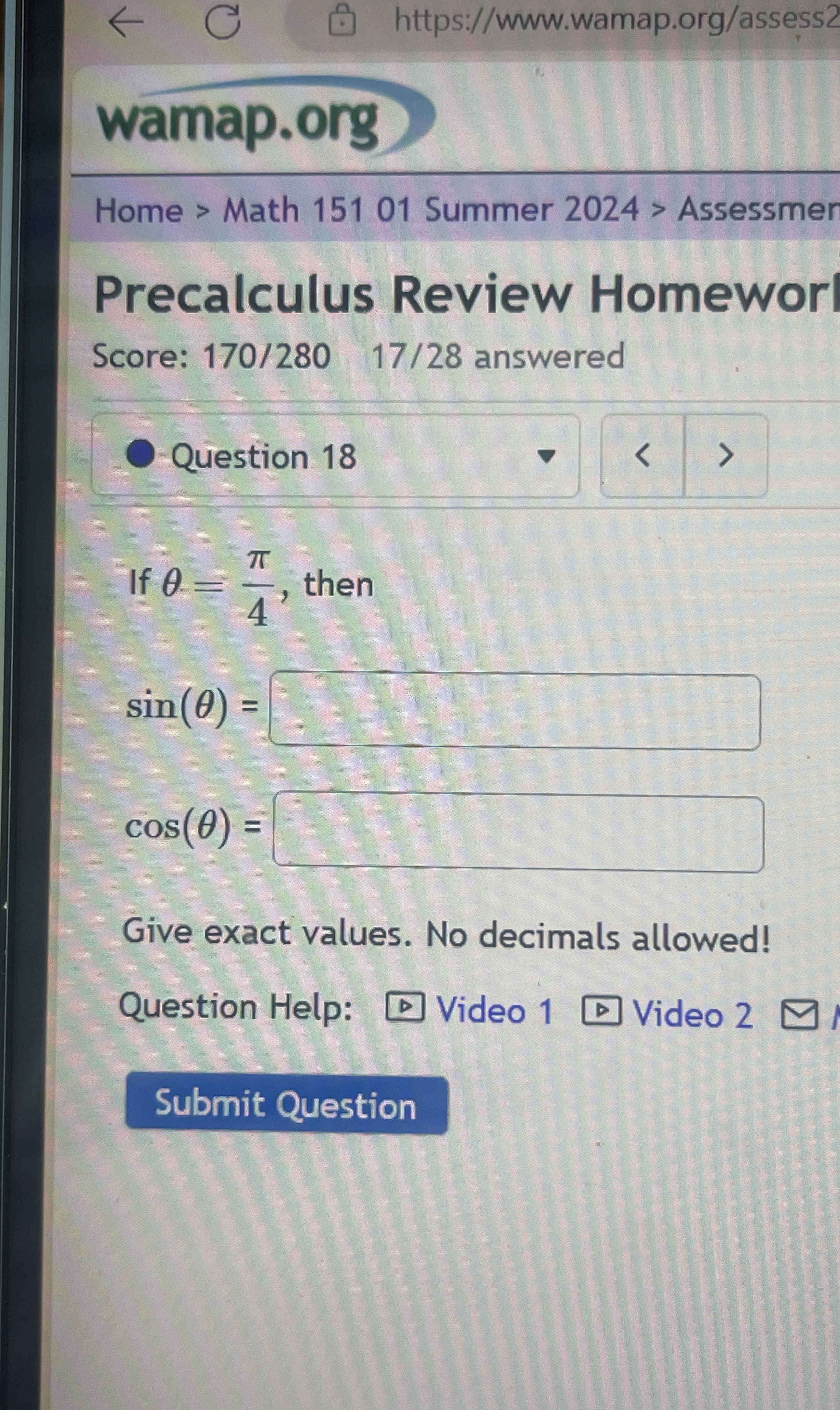 Solved wamap.orgHome > ﻿Math 15101 ﻿Summer 2024 > | Chegg.com