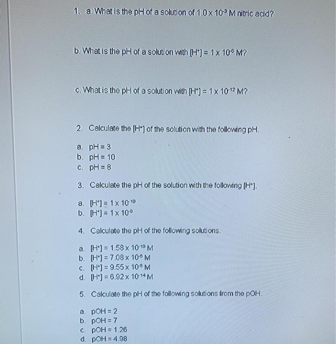 what is the ph of 1 x 10 4 m hcl solution