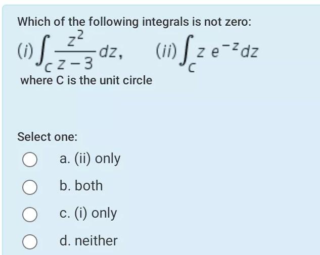 Solved Which of the following integrals is not zero: 22 () | Chegg.com