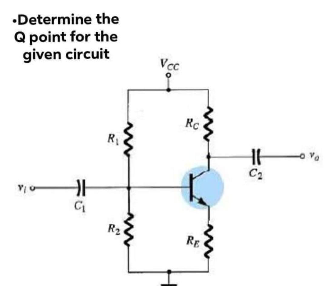 Solved .Determine the Q point for the given circuit 카 C₁ R₁ | Chegg.com
