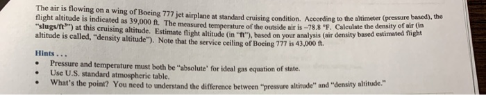 Solved The Air Is Flowing On A Wing Of Boeing 777 Jet Air