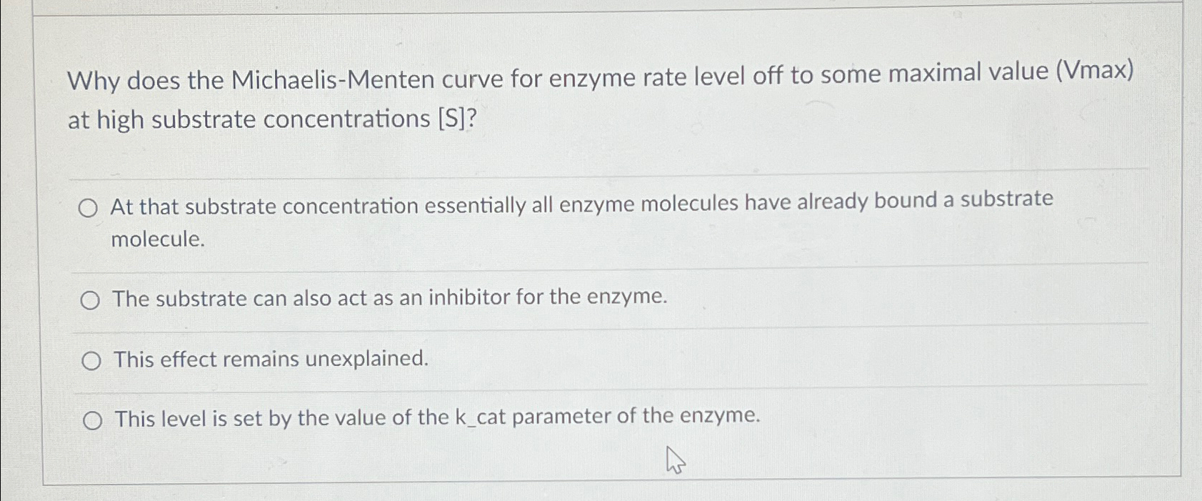 Solved Why does the Michaelis-Menten curve for enzyme rate | Chegg.com