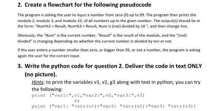 Solved 2. Create a flowchart for the following pseudocode | Chegg.com
