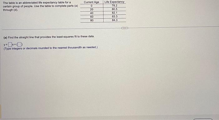 The Table Is An Abbreviated Life Expectancy Table For | Chegg.com