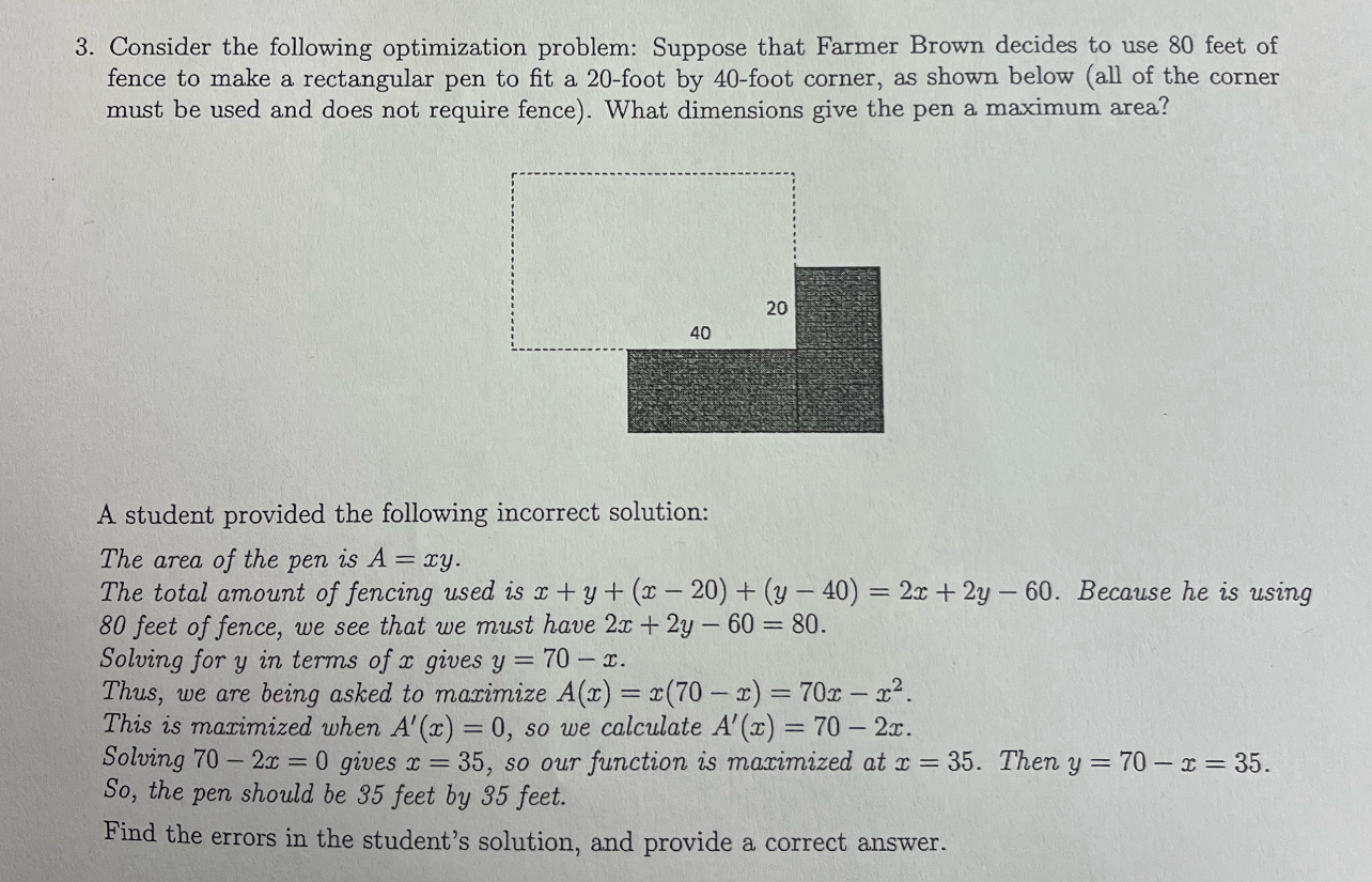 Solved Consider the following optimization problem: Suppose | Chegg.com