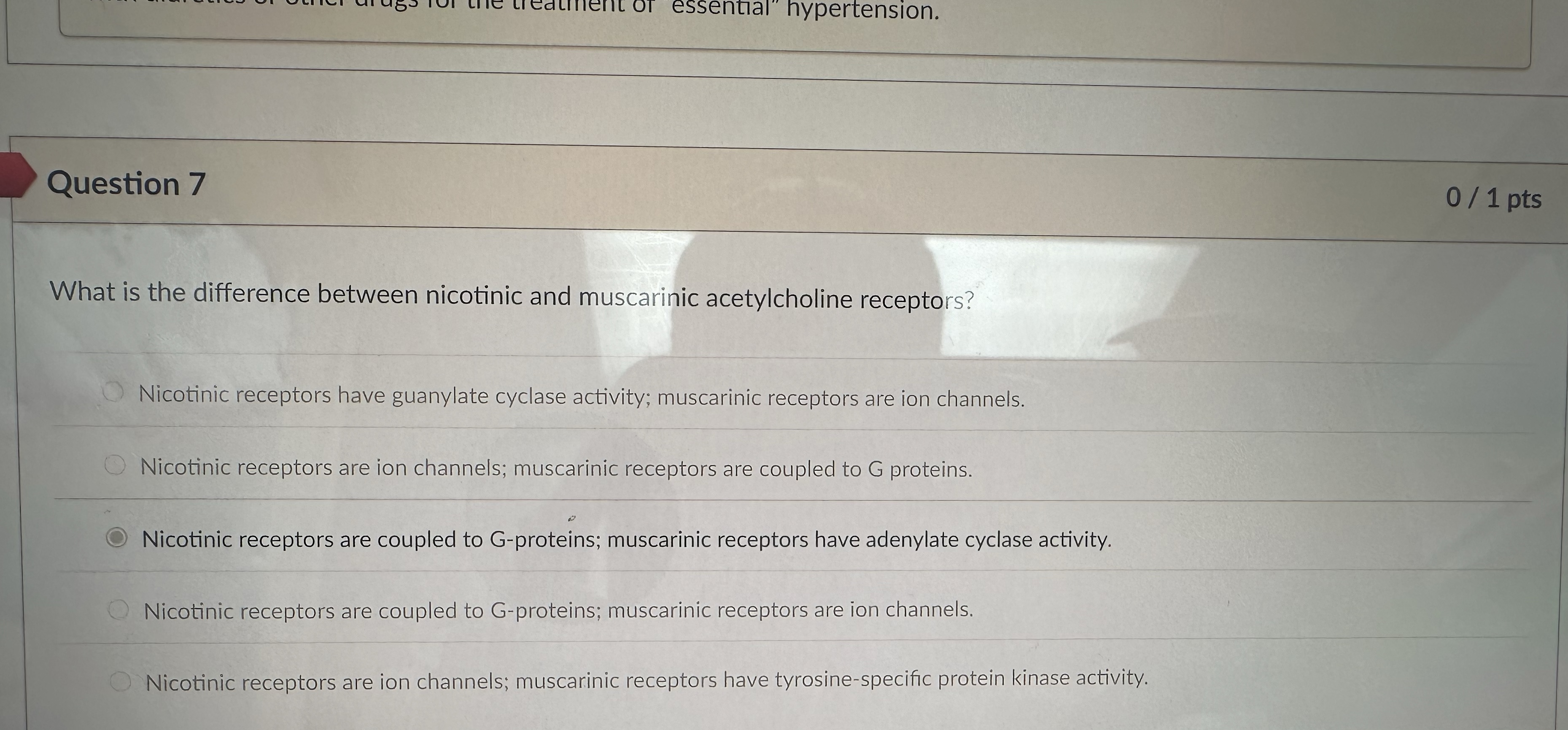 Solved Question 7What is the difference between nicotinic | Chegg.com