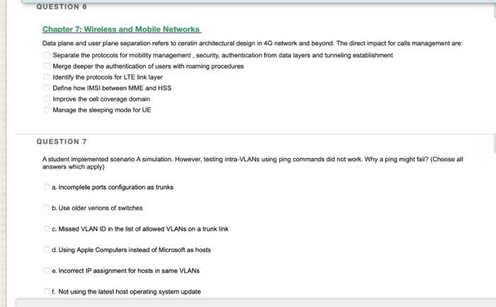 Solved Chapter 7: Wireless and Mobile Networks Data plane | Chegg.com