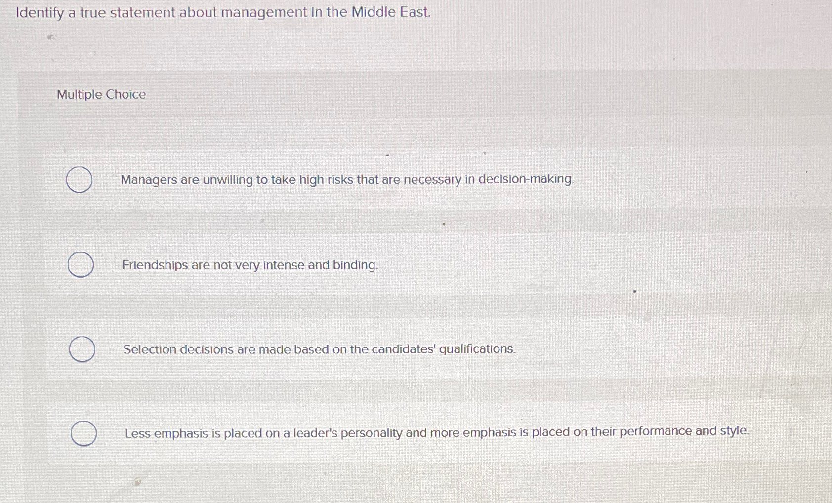 Solved Identify a true statement about management in the | Chegg.com