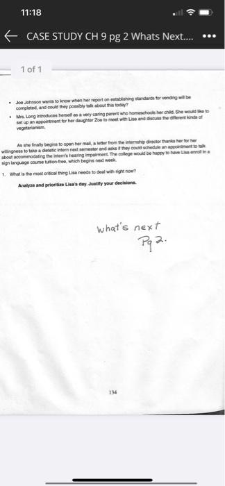 CASE STUDY CH 9 pg 1 Whats Next.... *** Word Mere | Chegg.com