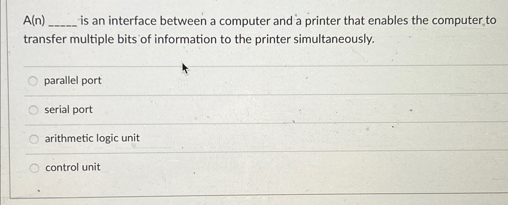 Solved A(n), ﻿is an interface between a computer and a