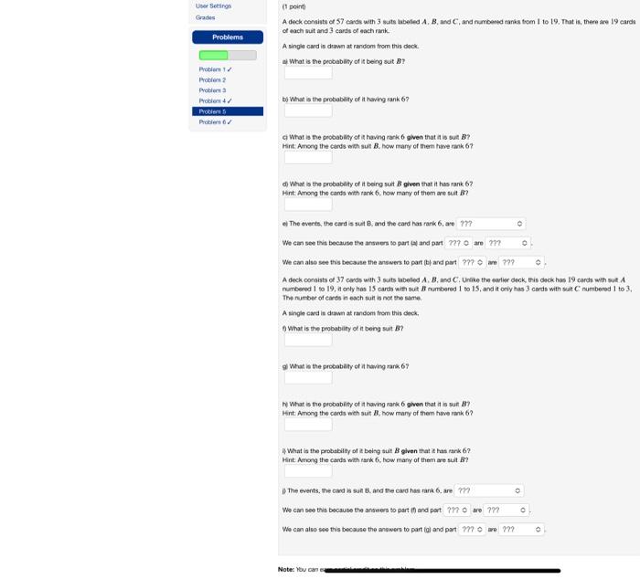 Solved User Settings Grades Problems (point A deck continuts | Chegg.com