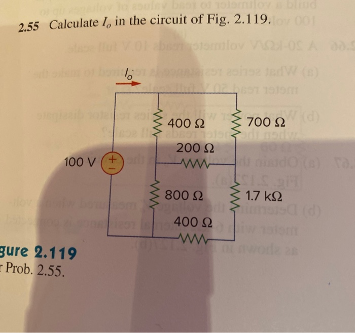 Solved 2.55 Calculate 1, in the circuit of Fig. 2.119. ο και | Chegg.com
