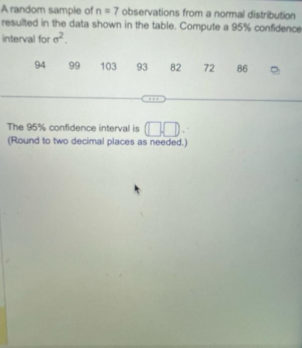 Solved A random sample of n=7 observations from a normal | Chegg.com