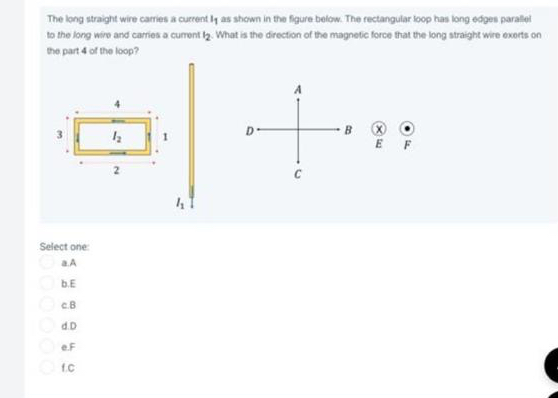 Solved The long straight wire carries a current I1 ﻿as shown | Chegg.com