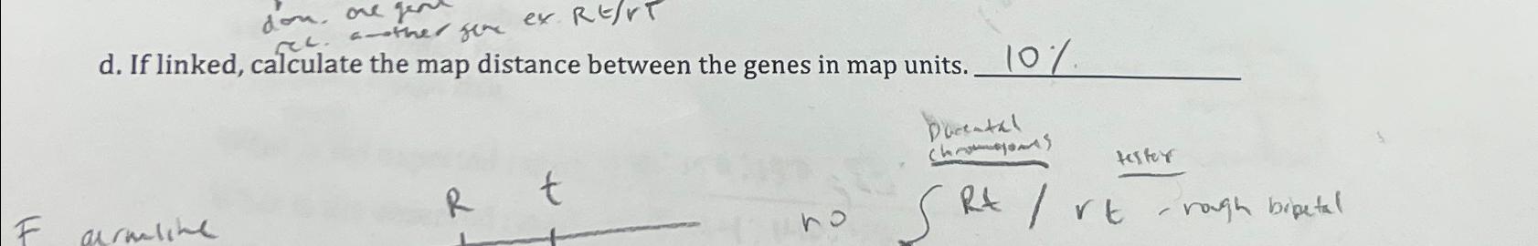 Solved d. ﻿If linked, calculate the map distance between the | Chegg.com