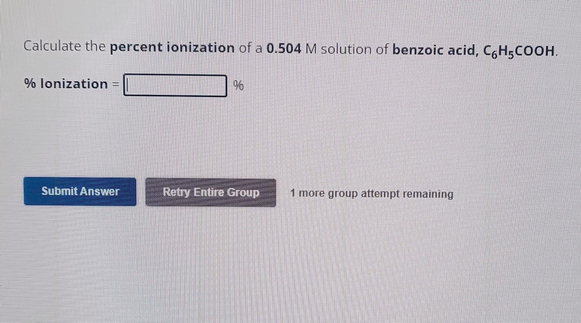 [Solved]: Calculate the percent ionization of a 0.504M