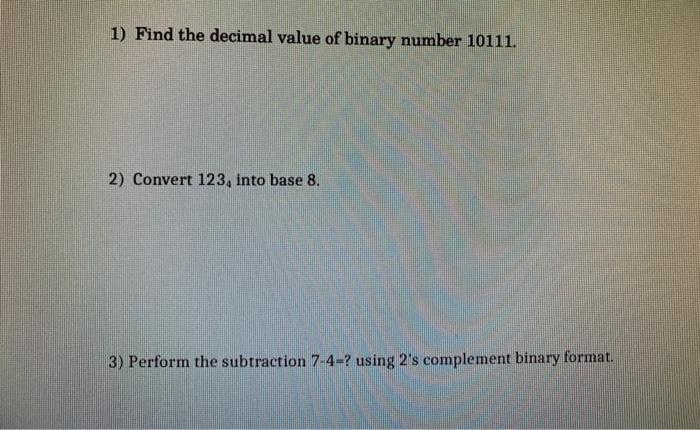 what is the decimal value of the binary number 10111