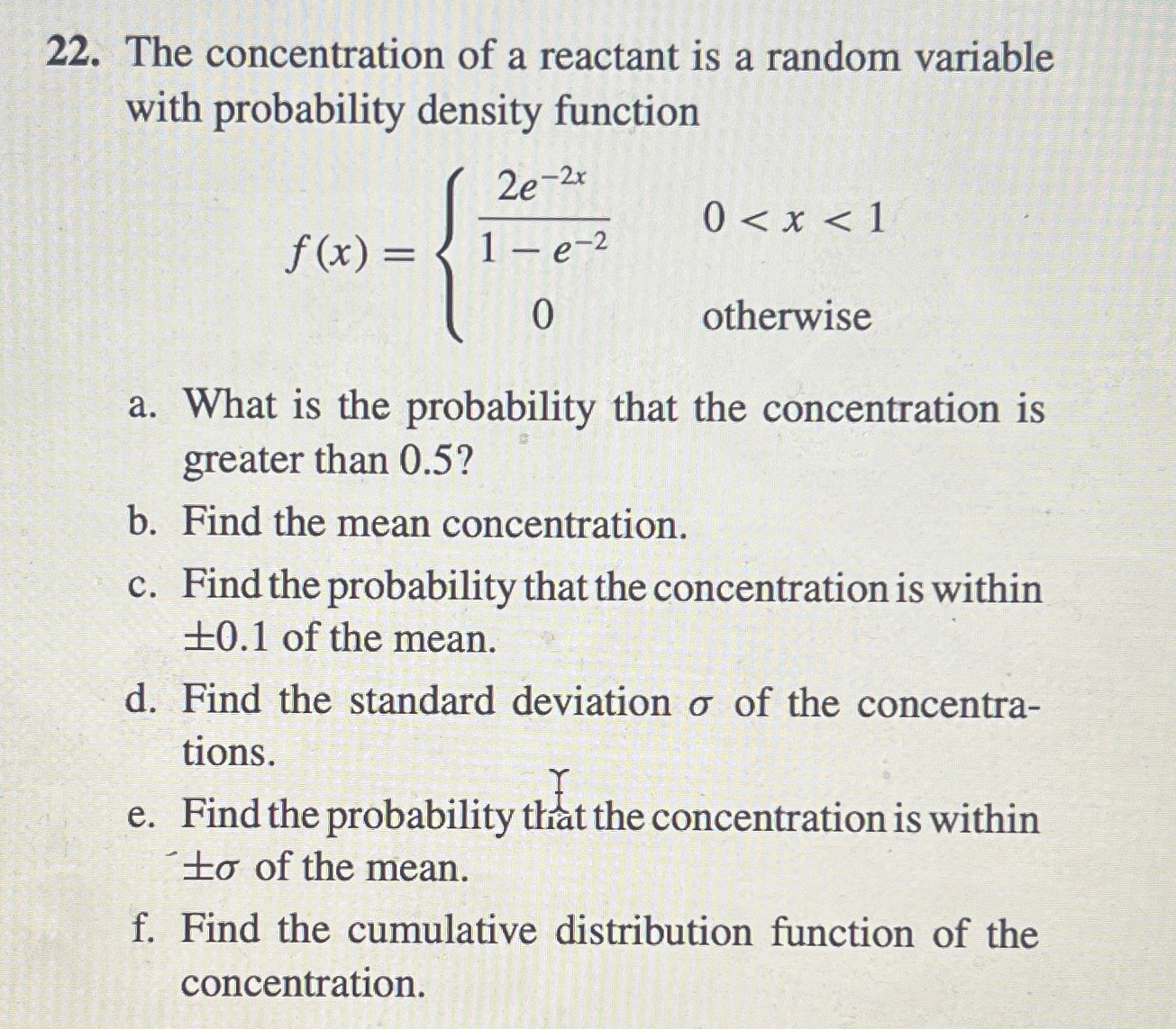 Solved The concentration of a reactant is a random variable | Chegg.com