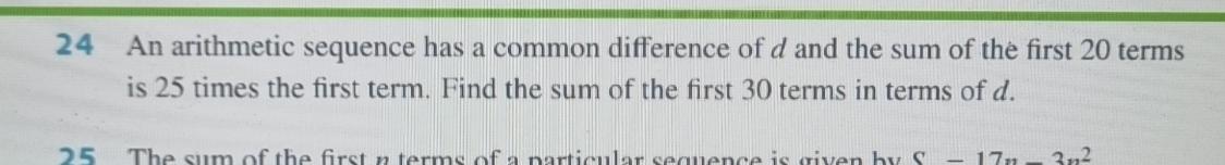 Solved 24 An arithmetic sequence has a common difference of | Chegg.com