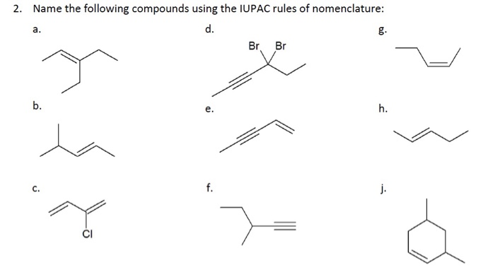 Solved 2. Name the following compounds using the IUPAC rules | Chegg.com