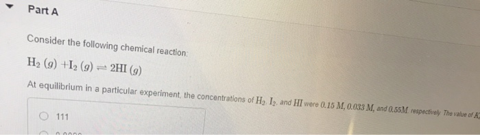Solved Part A Consider the following chemical reaction: | Chegg.com
