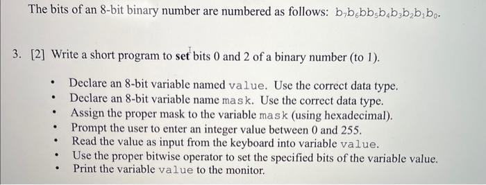 Solved The Bits Of An 8-bit Binary Number Are Numbered As | Chegg.com