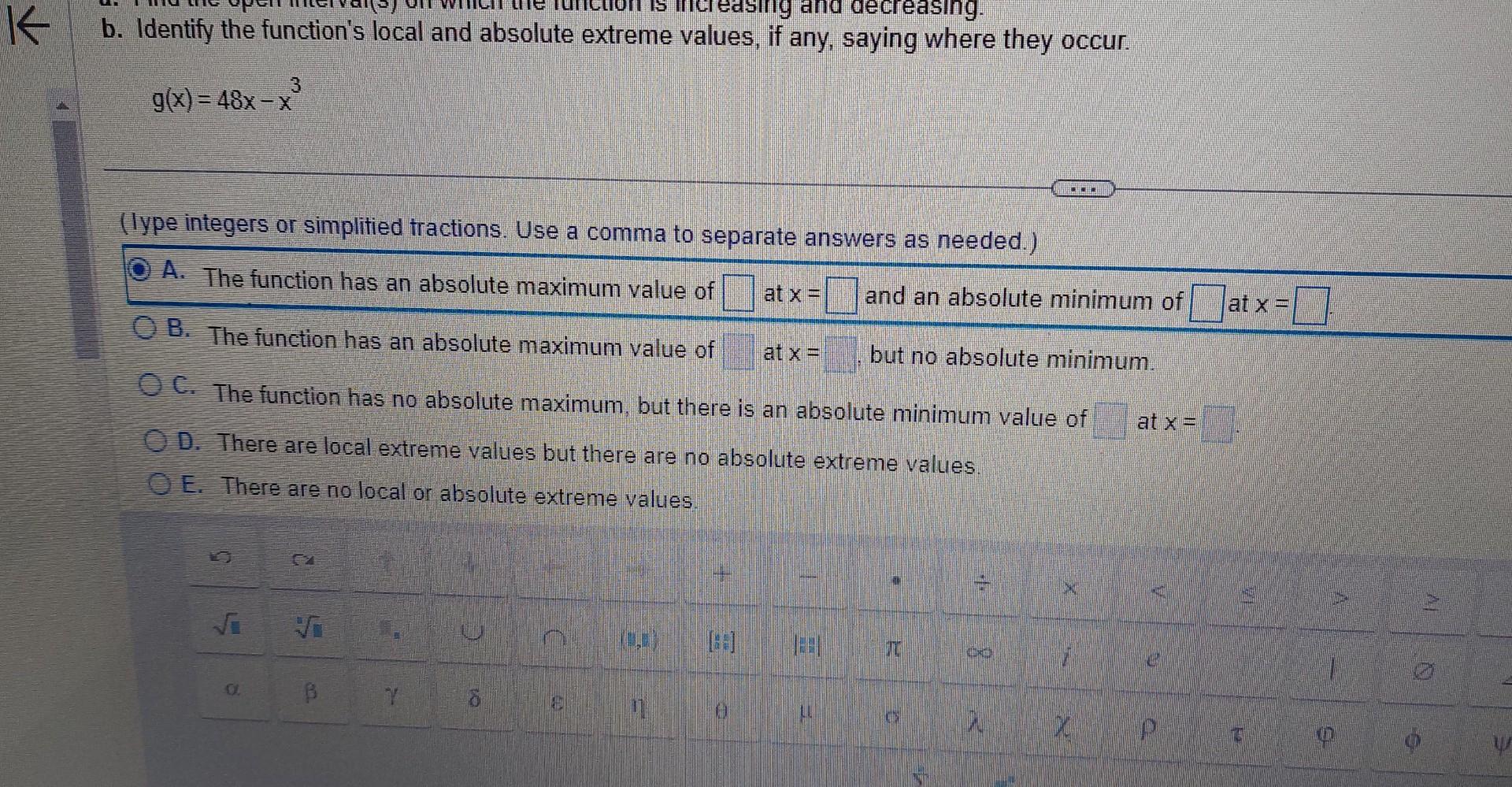 Solved B. Identify The Function's Local And Absolute Extreme | Chegg.com