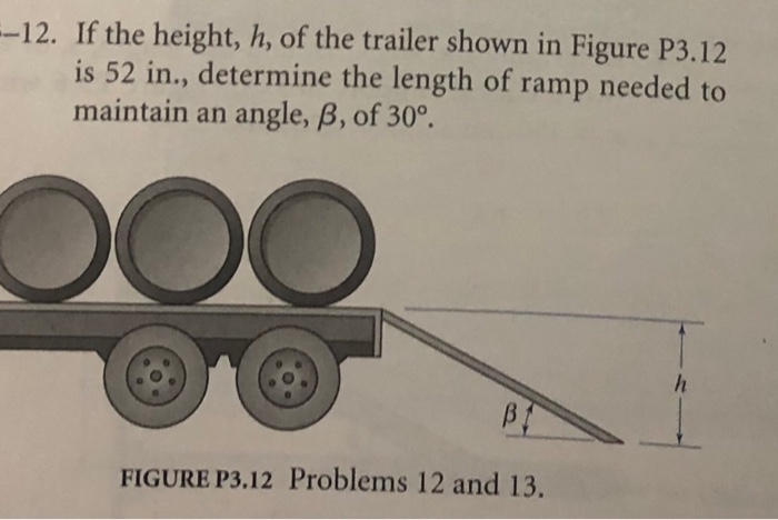 Solved 12 If The Height H Of The Trailer Shown In Fi Chegg Com