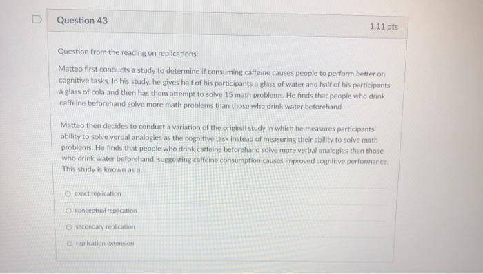 Solved D Question 43 1.11 pts Question from the reading on | Chegg.com