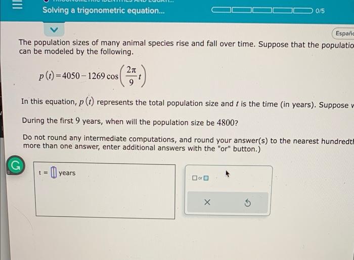 The population sizes of many animal species rise and fall over time. Suppose that the populatio can be modeled by the followi