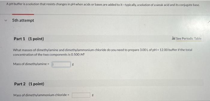 Solved A pH buffer is a solution that resists changes in pH | Chegg.com