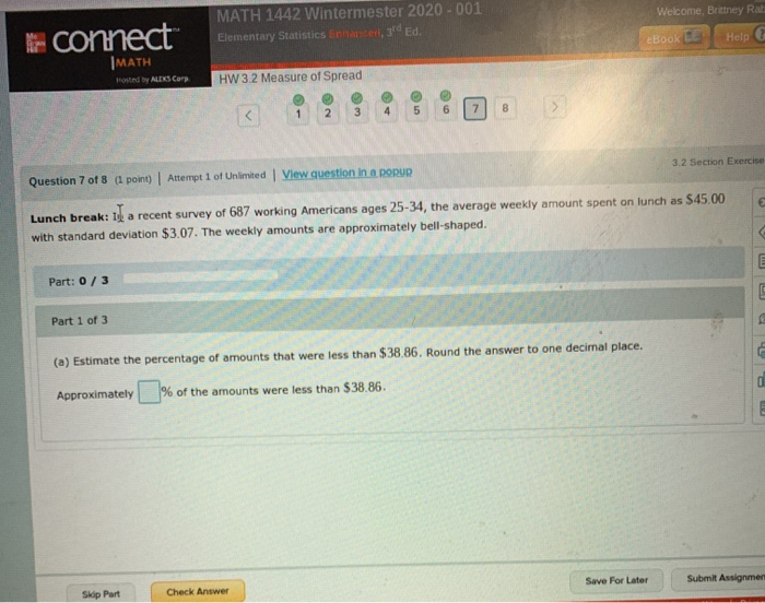 Solved Connect Math 1442 Wintermester 2020 001 Elementary Chegg Com