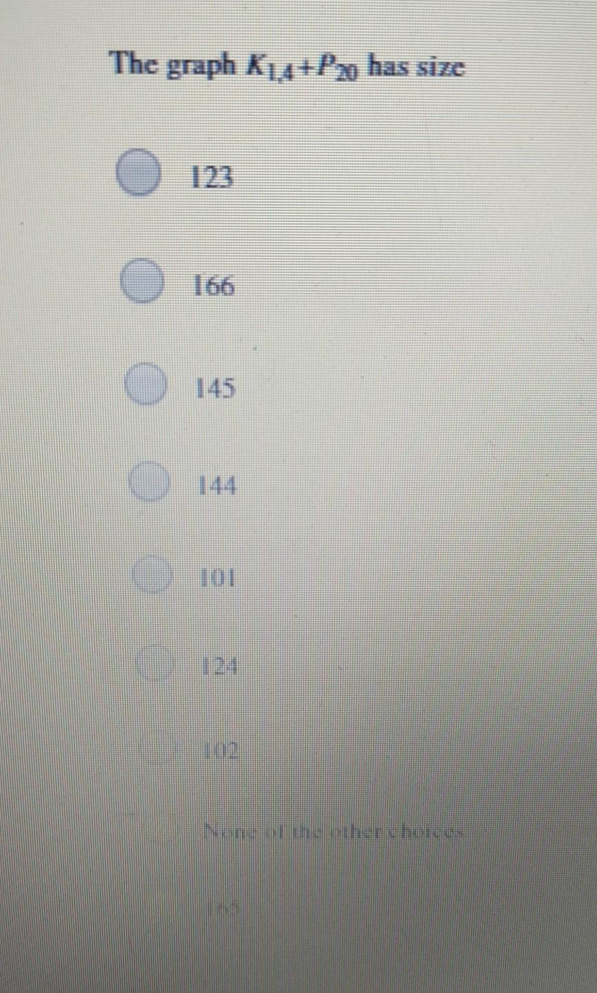 Solved The graph K14+P has size 166 O the there | Chegg.com