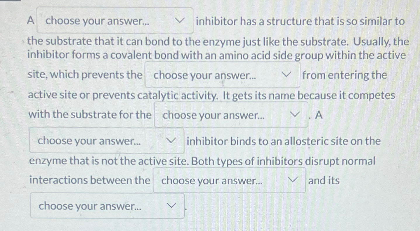 Solved A Inhibitor Has A Structure That Is So Similar To The | Chegg.com