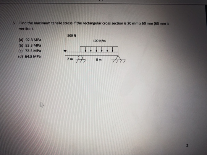 Solved 6. Find the maximum tensile stress if the rectangular | Chegg.com