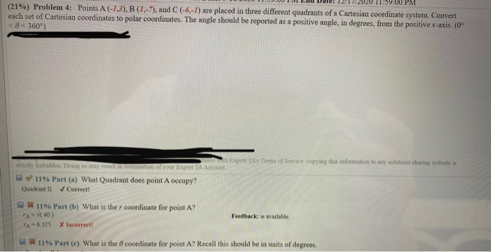 Solved PM (21%) Problem 4: Points A (-1,3), B (1.-7), and C | Chegg.com