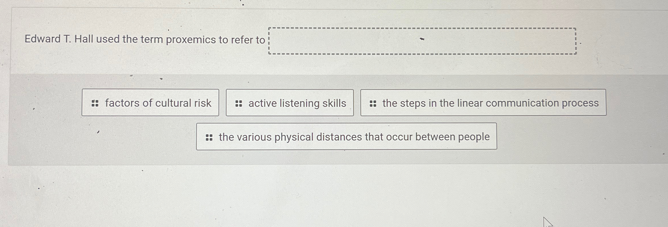 Solved Edward T. ﻿Hall used the term proxemics to refer to | Chegg.com