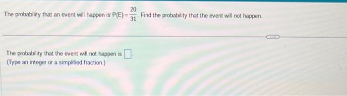 Solved The probability that an event will happen is | Chegg.com