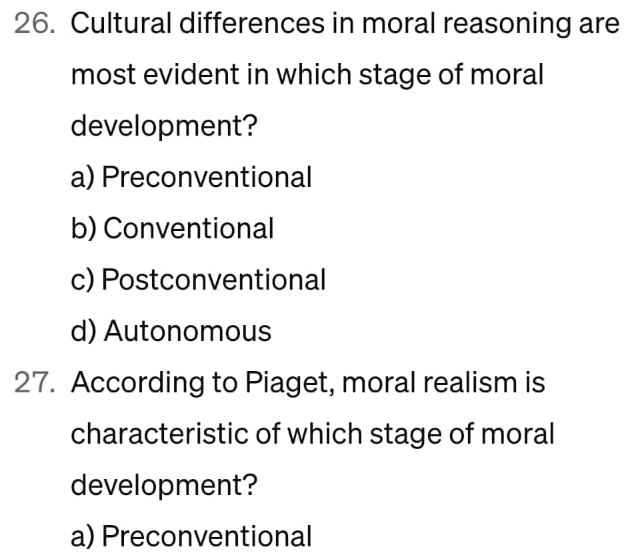 Solved Cultural differences in moral reasoning are most Chegg