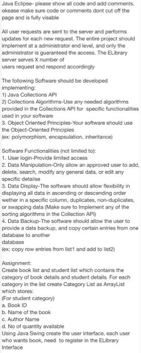 Solved Java Eclipse - please show all code and add comments. | Chegg.com