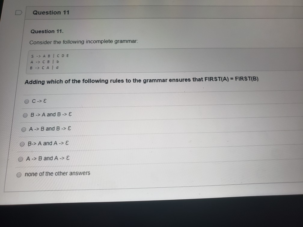 Solved Question 11 Question 11. Consider the following | Chegg.com