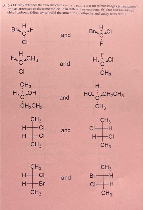 Solved 3. (a) Identify whether the two structures in each | Chegg.com