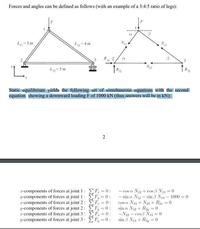 Solved Forces and angles can be defined as follows (with an | Chegg.com