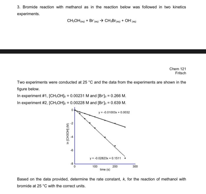 Solved 3. Bromide reaction with methanol as in the reaction