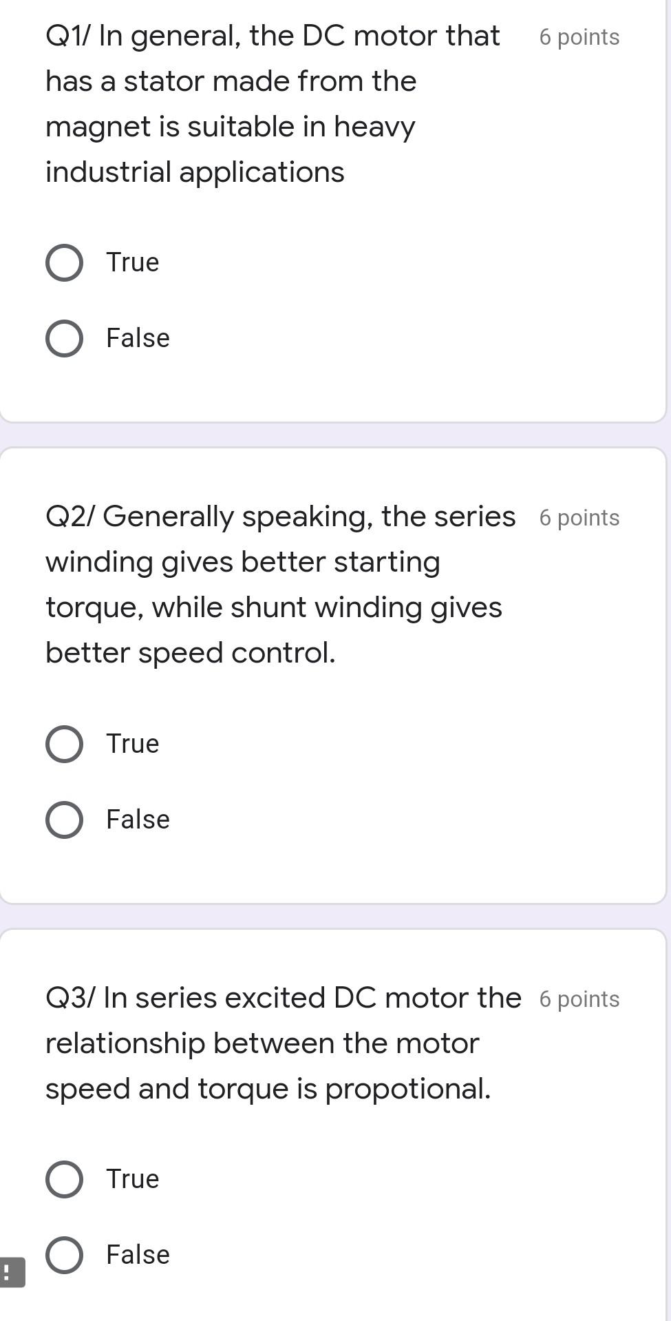 Solved 6 points Q1/ In general, the DC motor that has a | Chegg.com