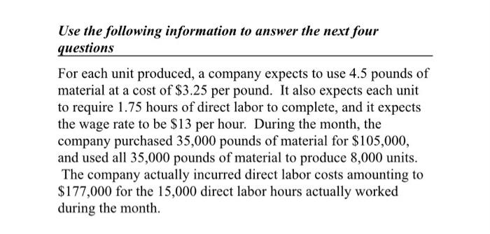 Solved Use the following information to answer the next four | Chegg.com