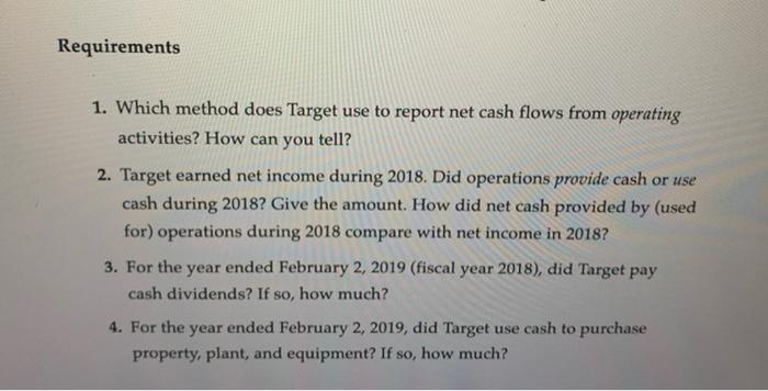 Solved Requirements 1. Which method does Target use to | Chegg.com