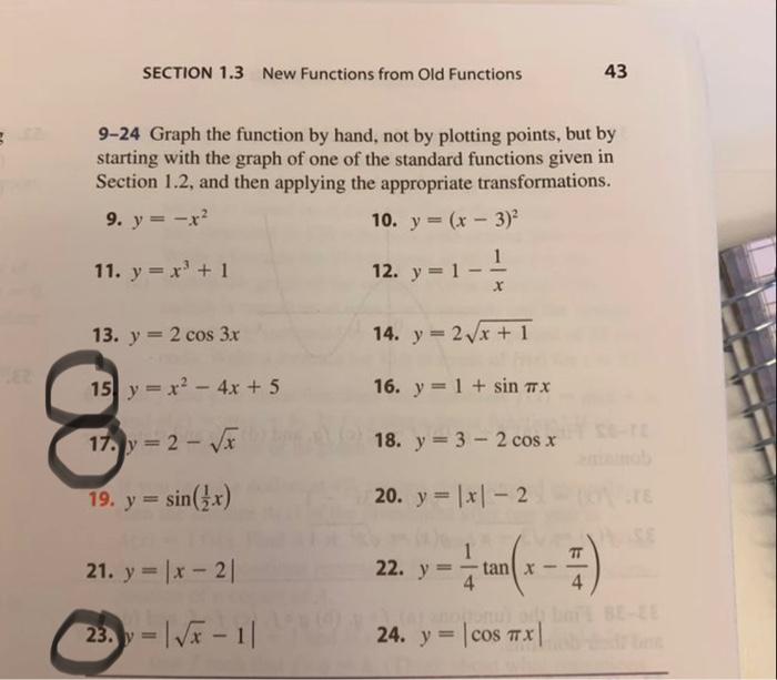 Solved 9-24 Graph the function by hand, not by plotting | Chegg.com