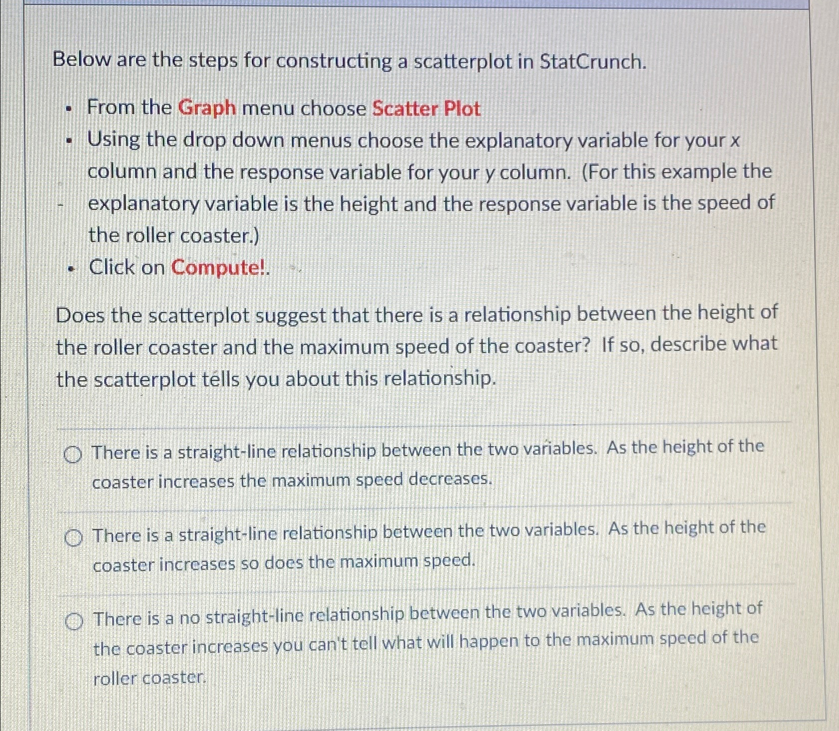 Below are the steps for constructing a scatterplot in | Chegg.com