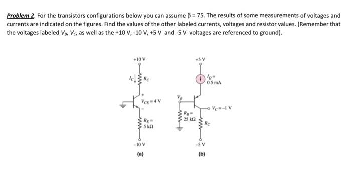Solved Problem 2. For the transistors configurations below | Chegg.com